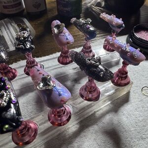 Elegant Nail Art Display with Rhinestones